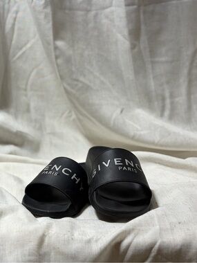 Givenchy Black Branded Slide Sandals